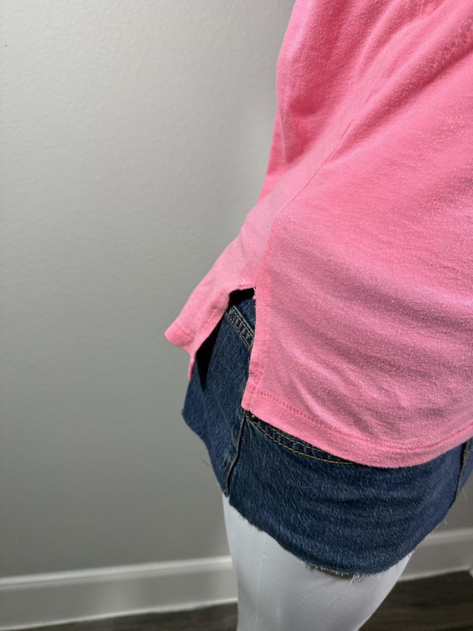 Y2K Victoria's Secret PINK Pink Logo V-Neck Tee Graphic Campus