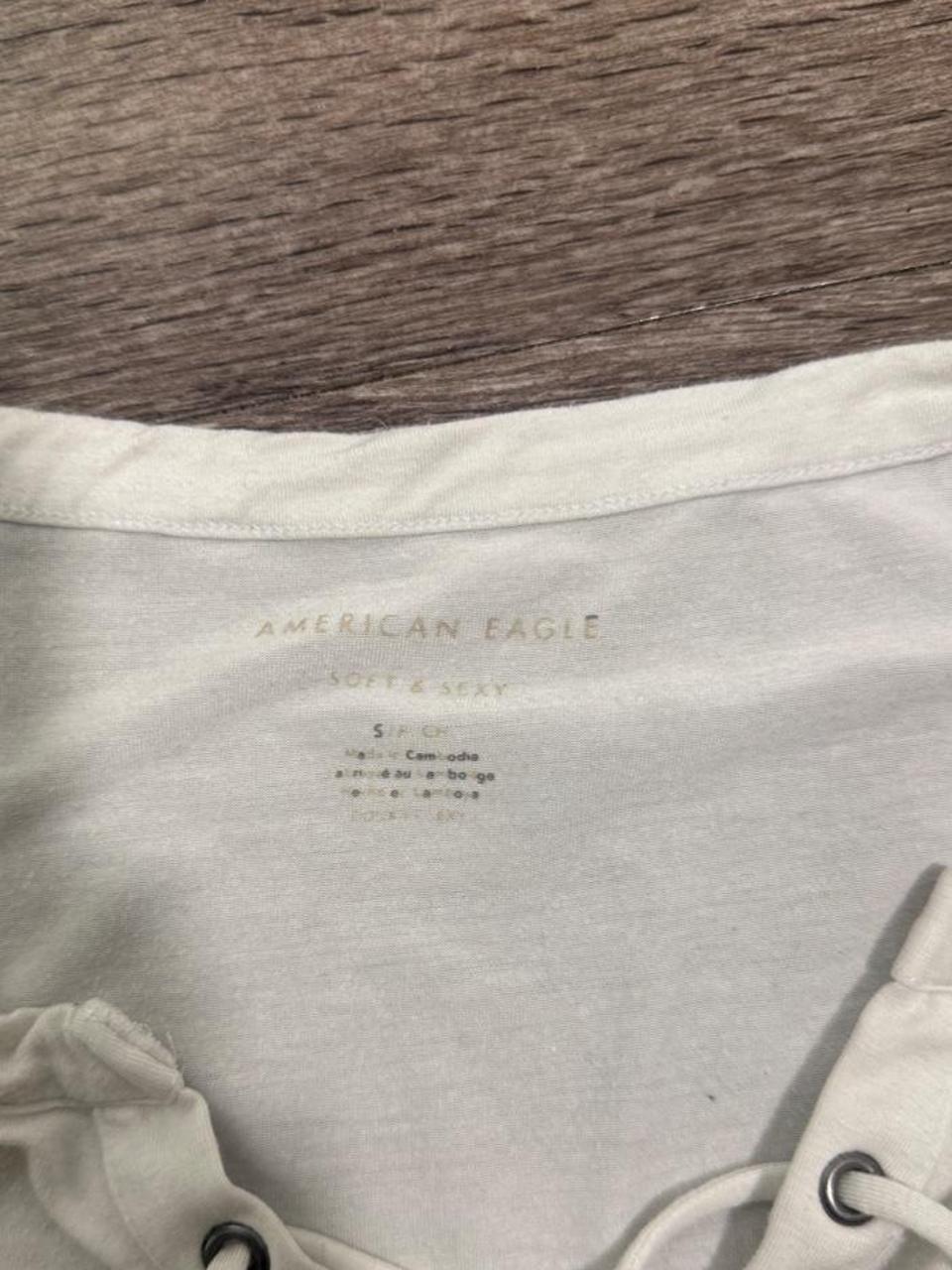 Y2K American Eagle White Lace Up Short Sleeve Top