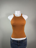 Mudd Orange Striped Ribbed Halter Tank Top