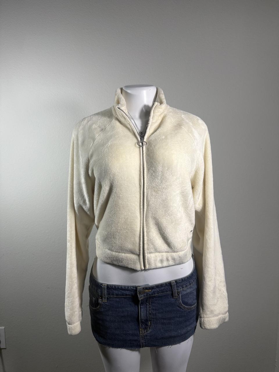 Y2K Hollister Cream Velour Full Zip Jacket