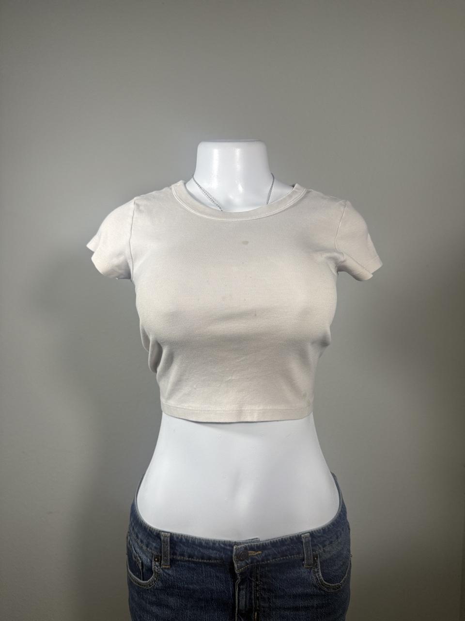 🤍 Brandy Melville Cream Ribbed Baby Crop Tee 🤍