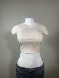 🤍 Brandy Melville Cream Ribbed Baby Crop Tee 🤍
