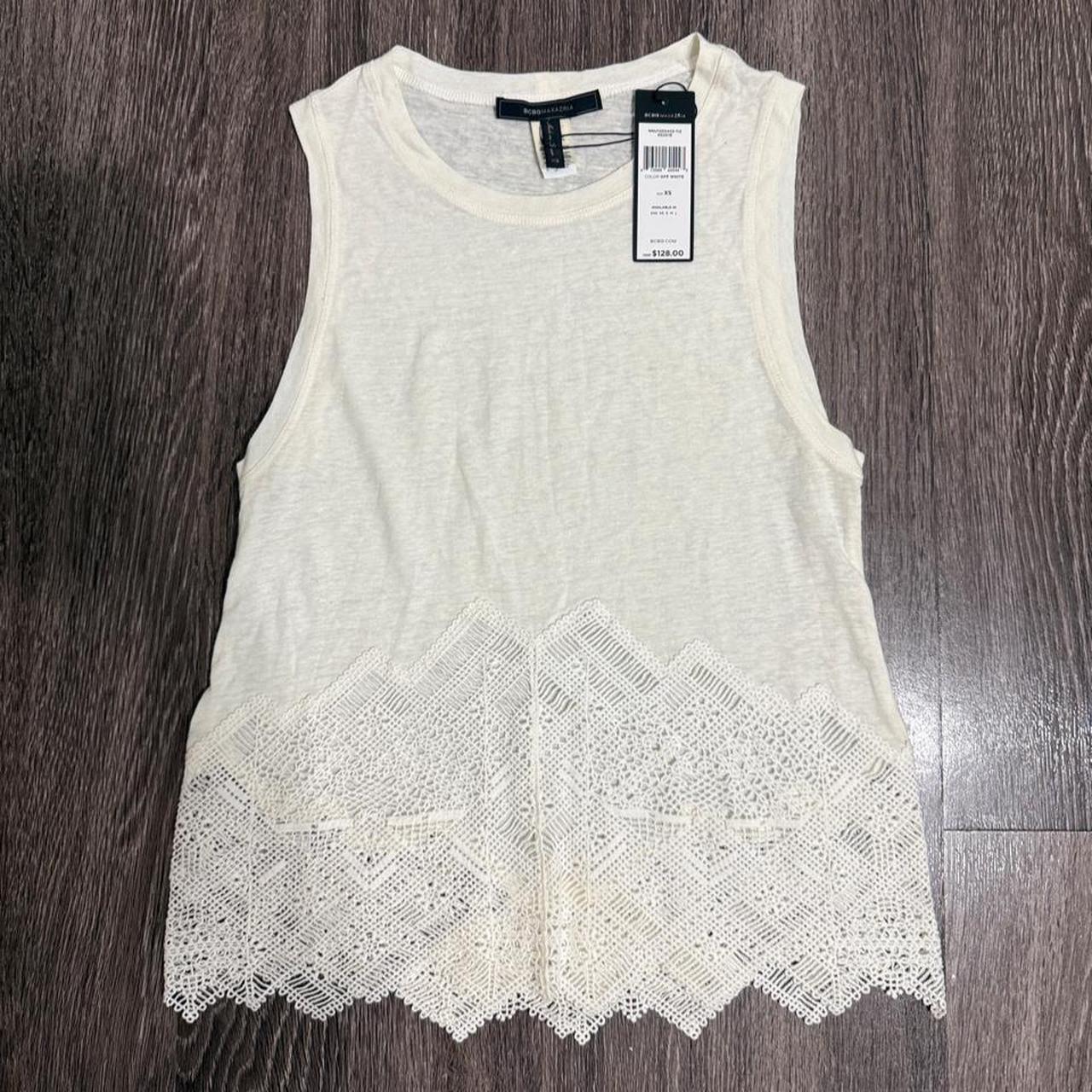 BCBGMAXAZRIA Women's Cream and White Vests-tanks-cami