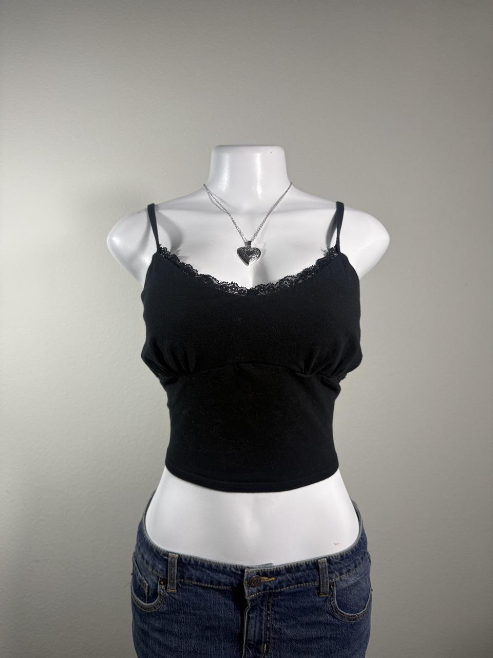 Y2K Hollister Black Lace Trim Cami Tank Top