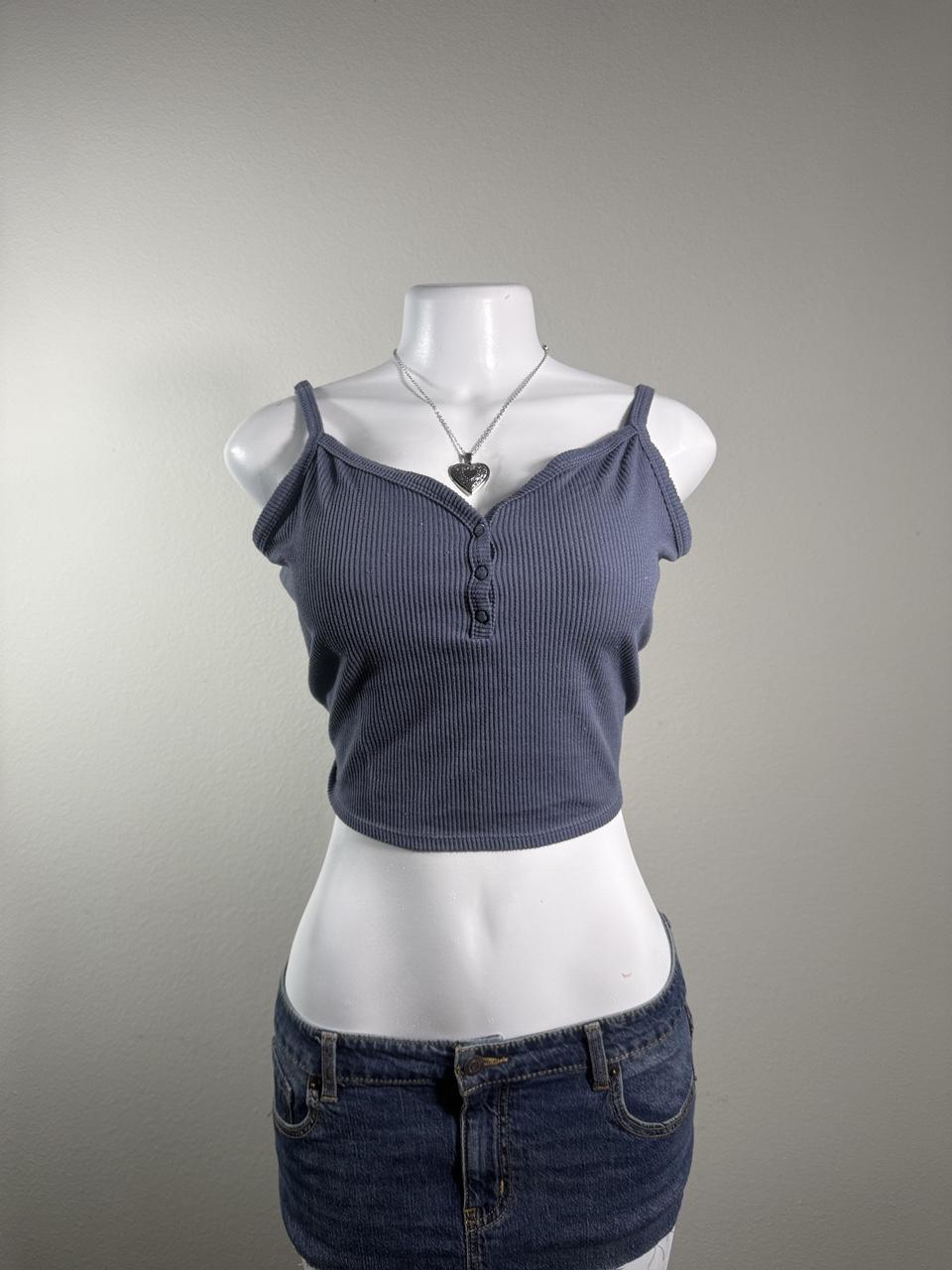 Hollister Ribbed Henley Cropped Cami Tank Top