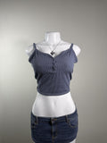 Hollister Ribbed Henley Cropped Cami Tank Top