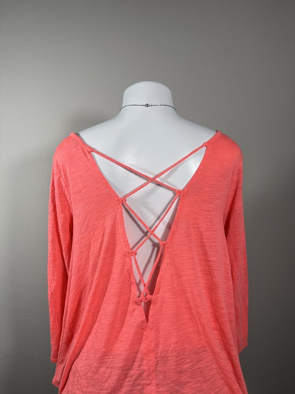 🤍 Vintage Y2K American Eagle Coral Open Back Long Sleeve Top 🤍
