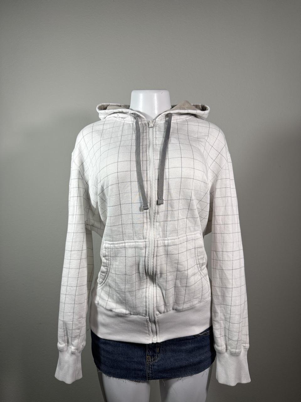 Vintage OP White Grid Zip Up Hoodie