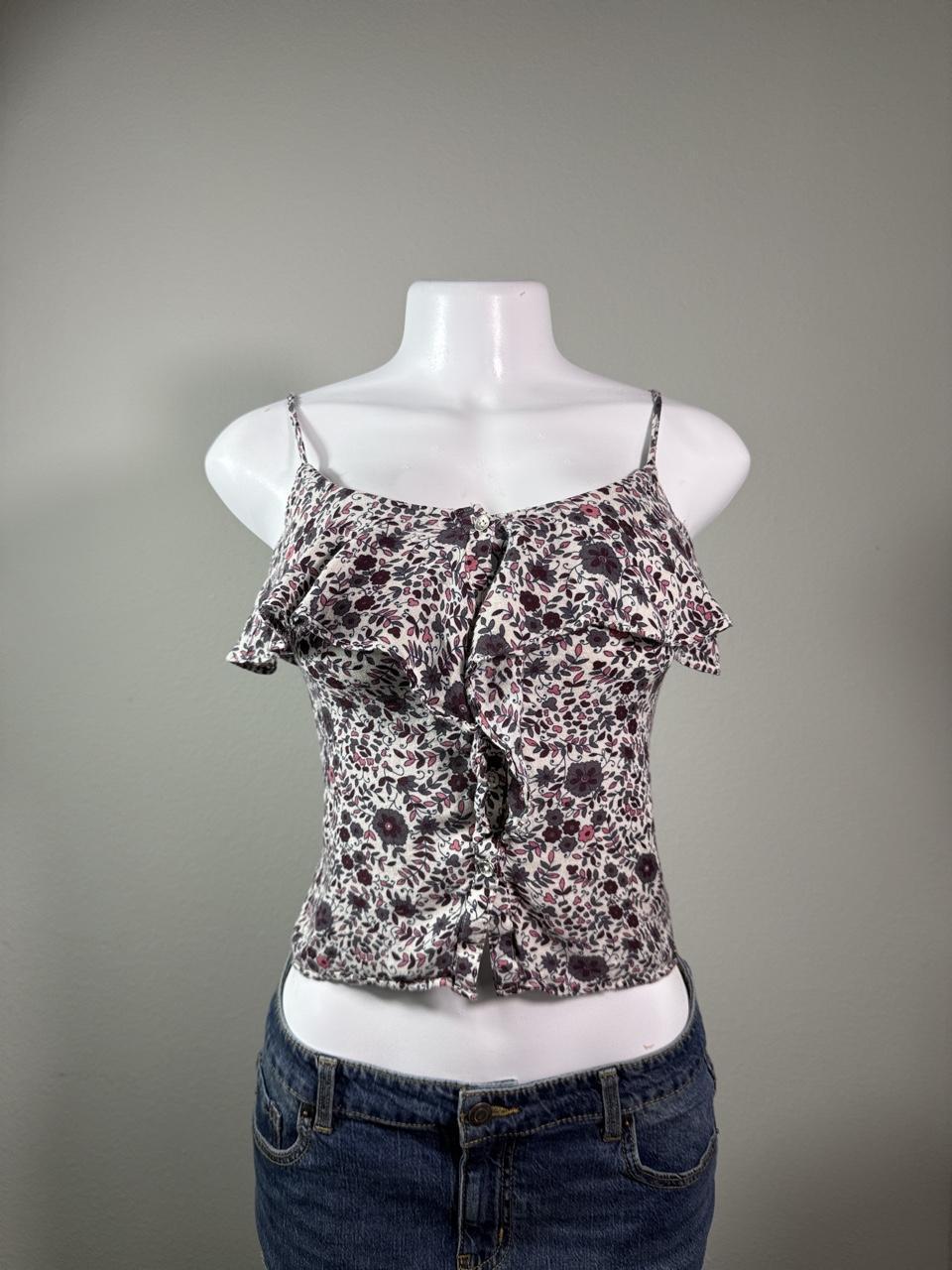 Vintage Y2K Coquette American Eagle Floral Cold Shoulder Top