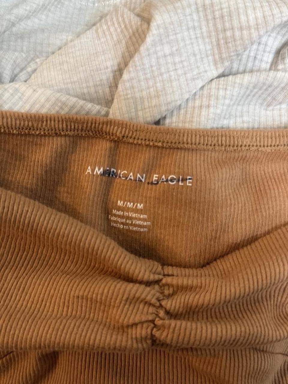 🤎 Y2K American Eagle Ribbed Ruched Sweetheart Crop Top 🤎