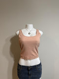 🤍 Hollister Blush Pink Ribbed Lace Trim Tank 🤍