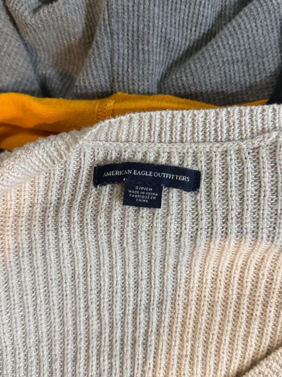 American Eagle Women's Cream and Tan Jumper