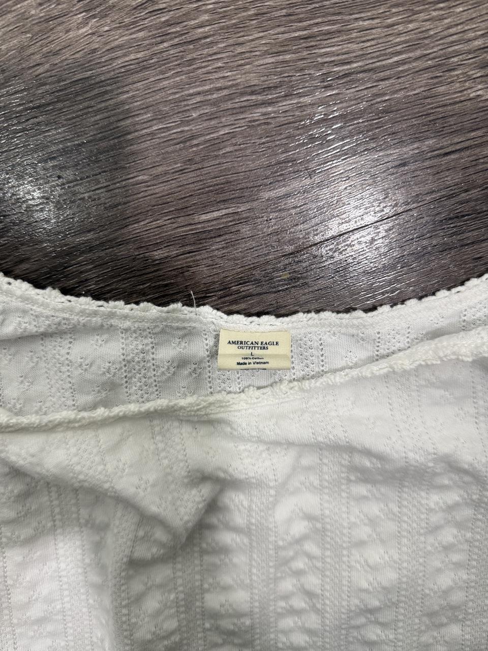 American Eagle White Textured Knit Cami Tank Top