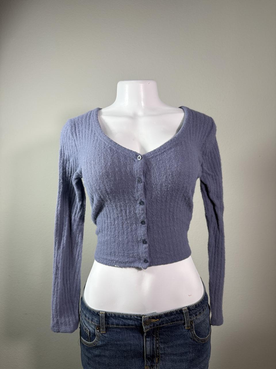 Y2K Hollister Fuzzy Cropped Cardigan