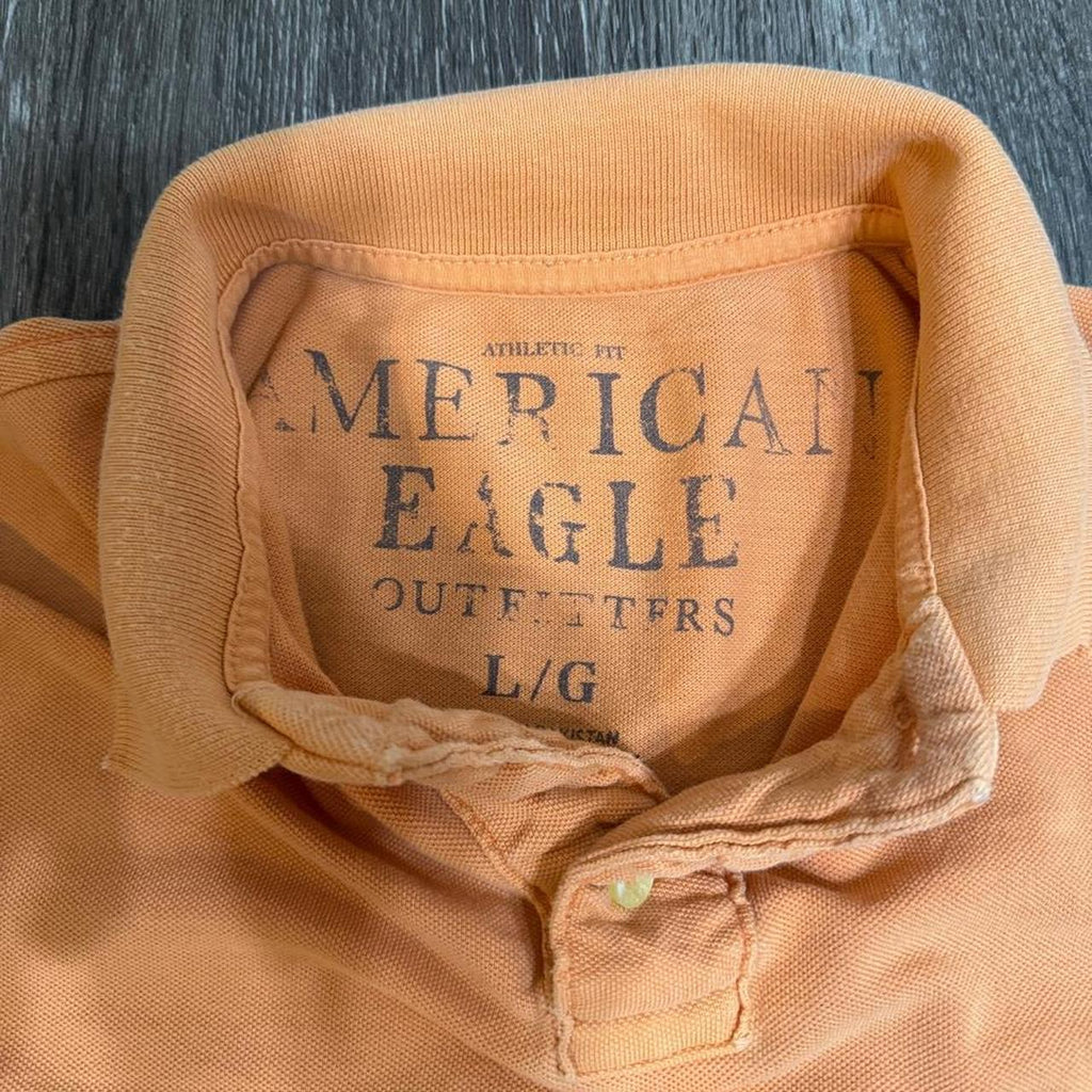 American Eagle Men's Orange Polo-shirt