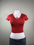 Hollister Red Ribbed Baby Tee Crop Top