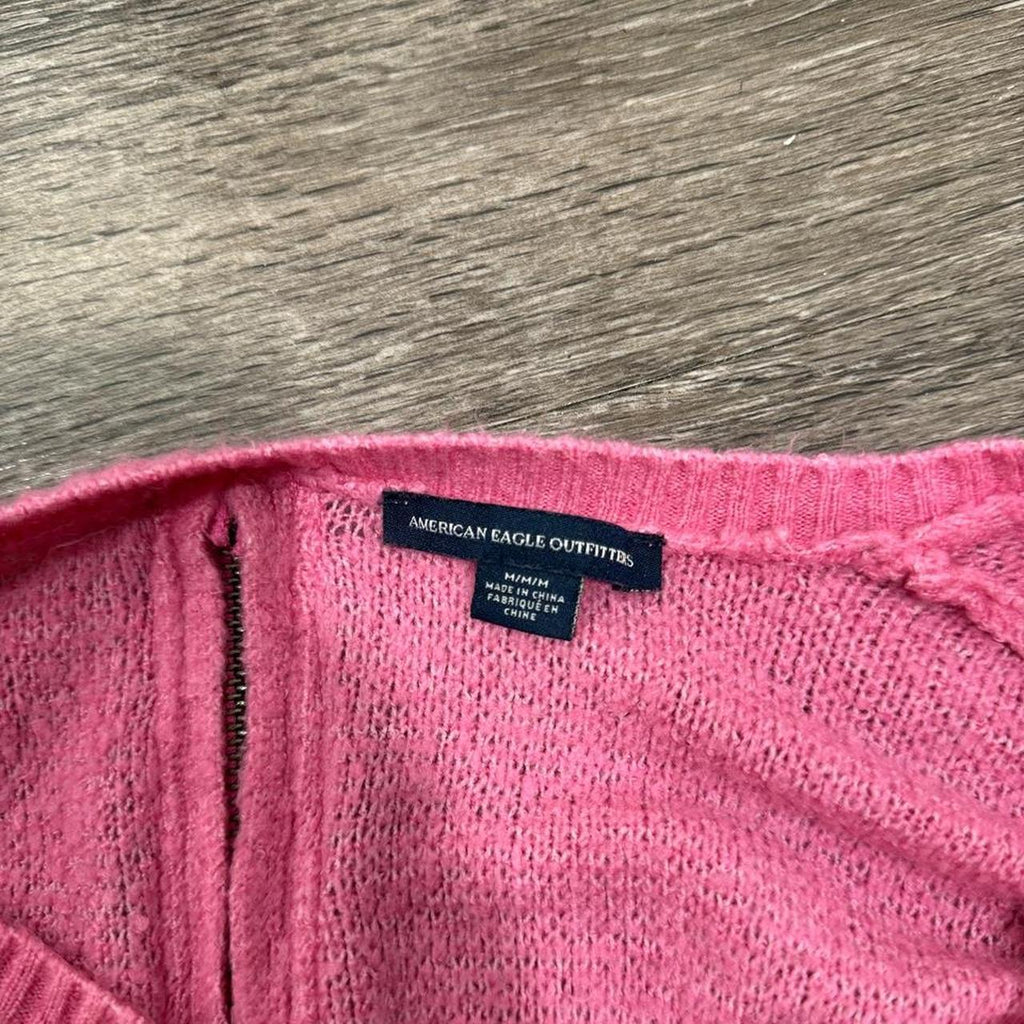 🤍 Y2K American Eagle Pink Zip Back Knit Sweater 🤍