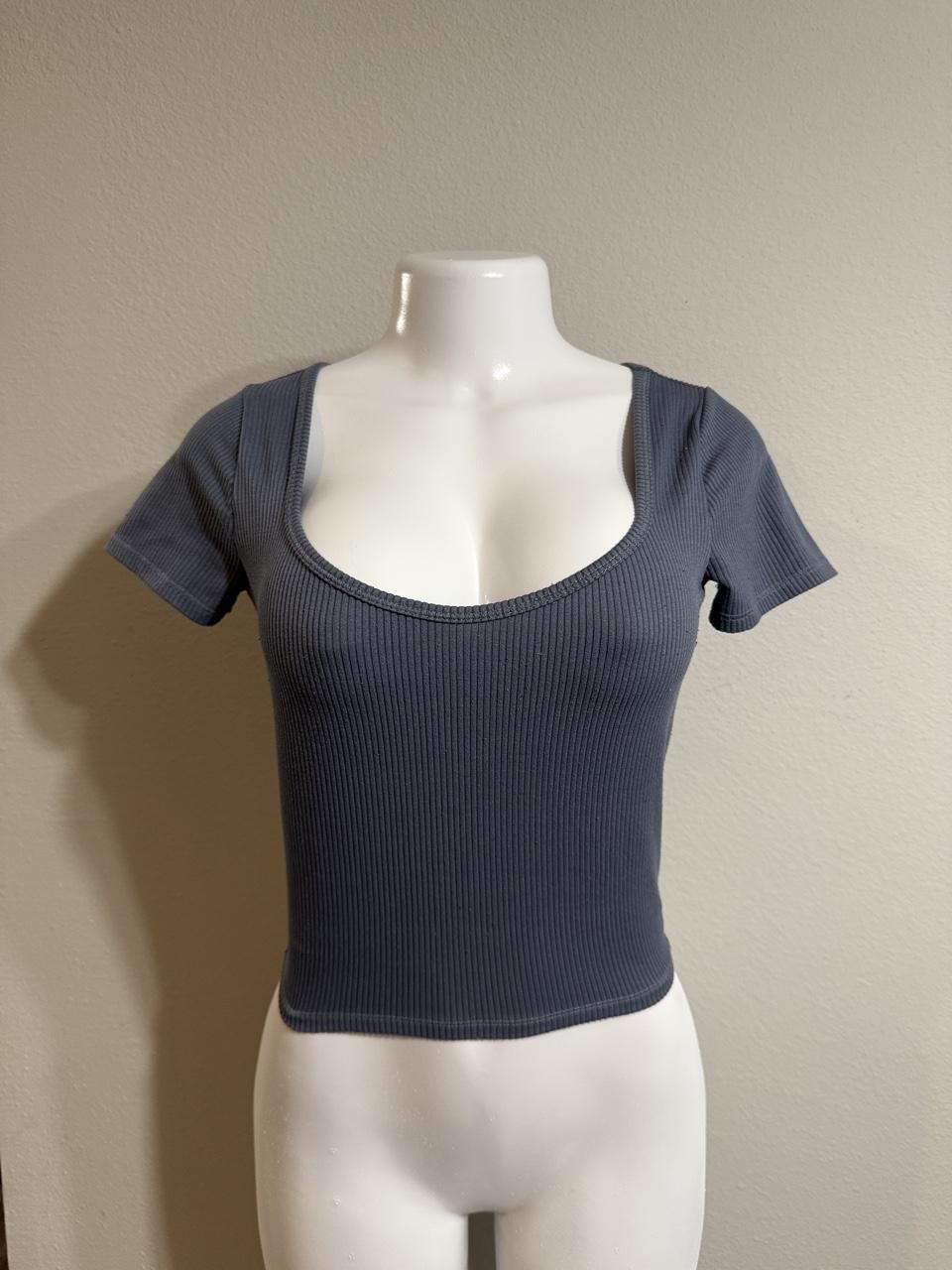 Hollister Co. Women's Grey and Blue Shirt