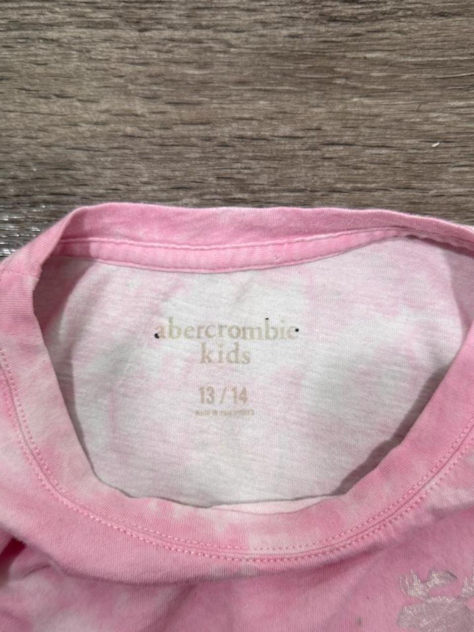 Y2K Abercrombie Kids Pink Tie Dye Moose Long Sleeve Tee