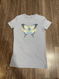 Aeropostale Women's Blue and Grey Tshirt