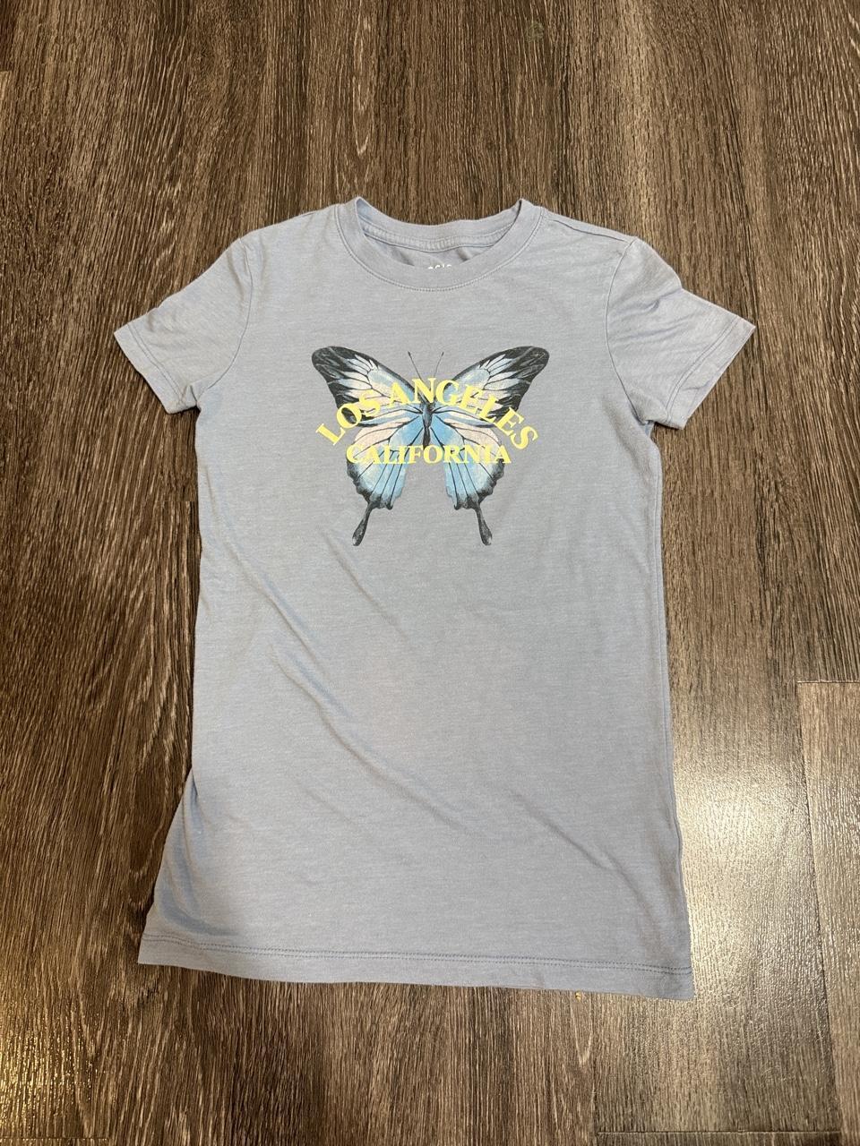 Aeropostale Women's Blue and Grey Tshirt