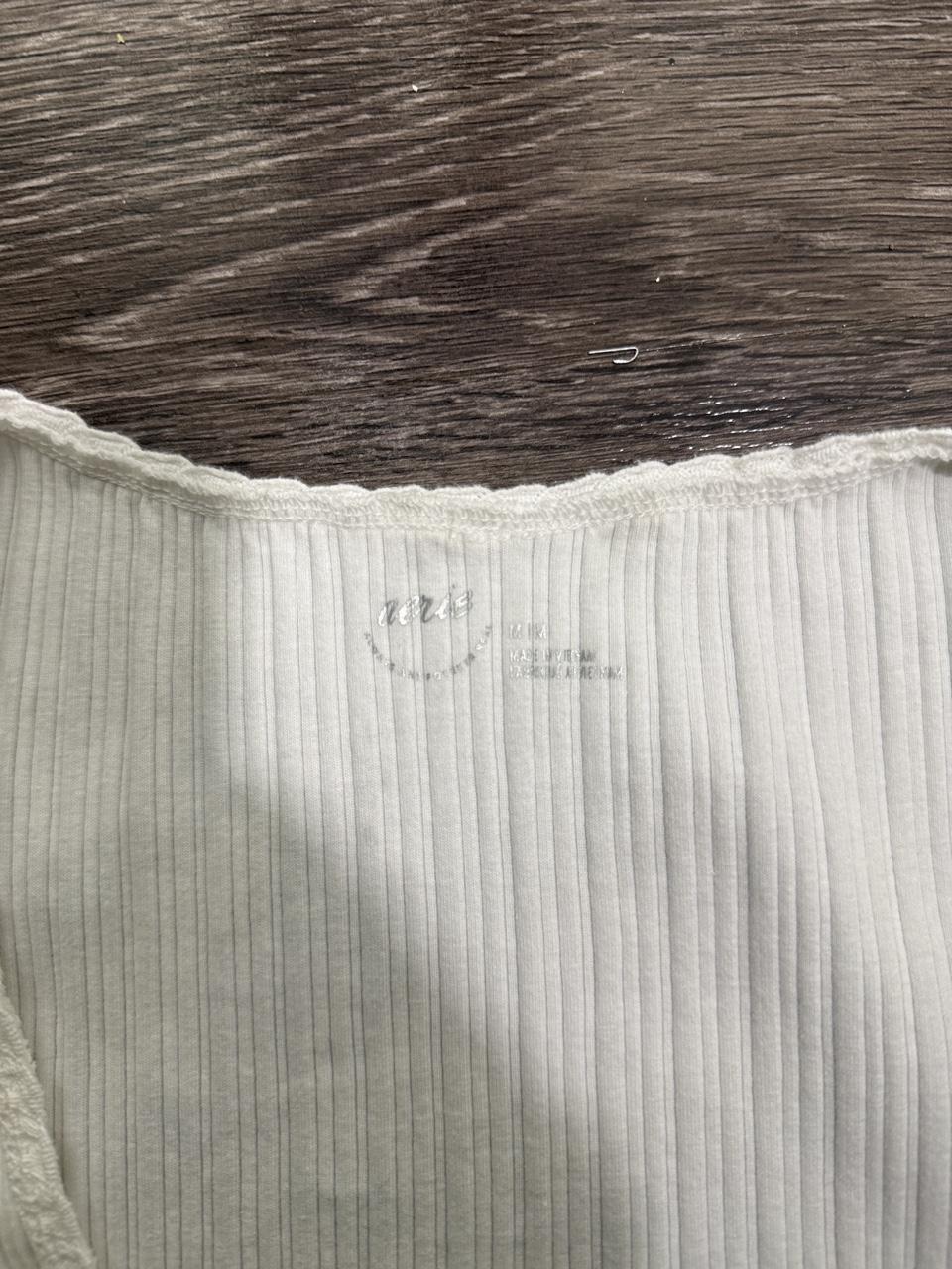 Aerie White Ribbed Lace Trim Tank Top