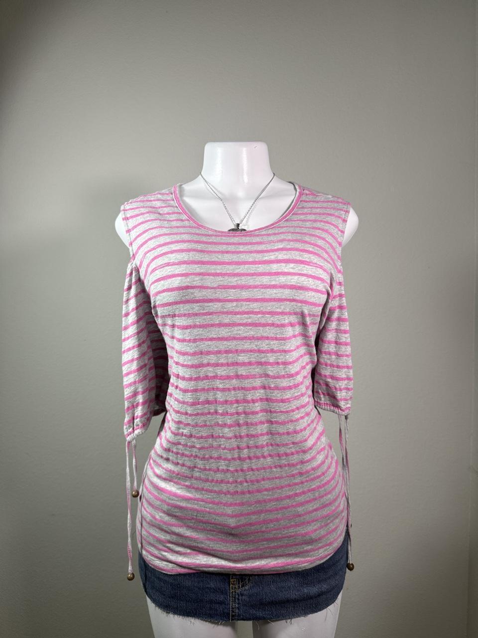 Y2K Cato Cold Shoulder Striped Top