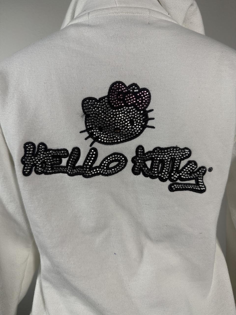 Y2K Hello Kitty x Forever 21 White Rhinestone Zip Hoodie