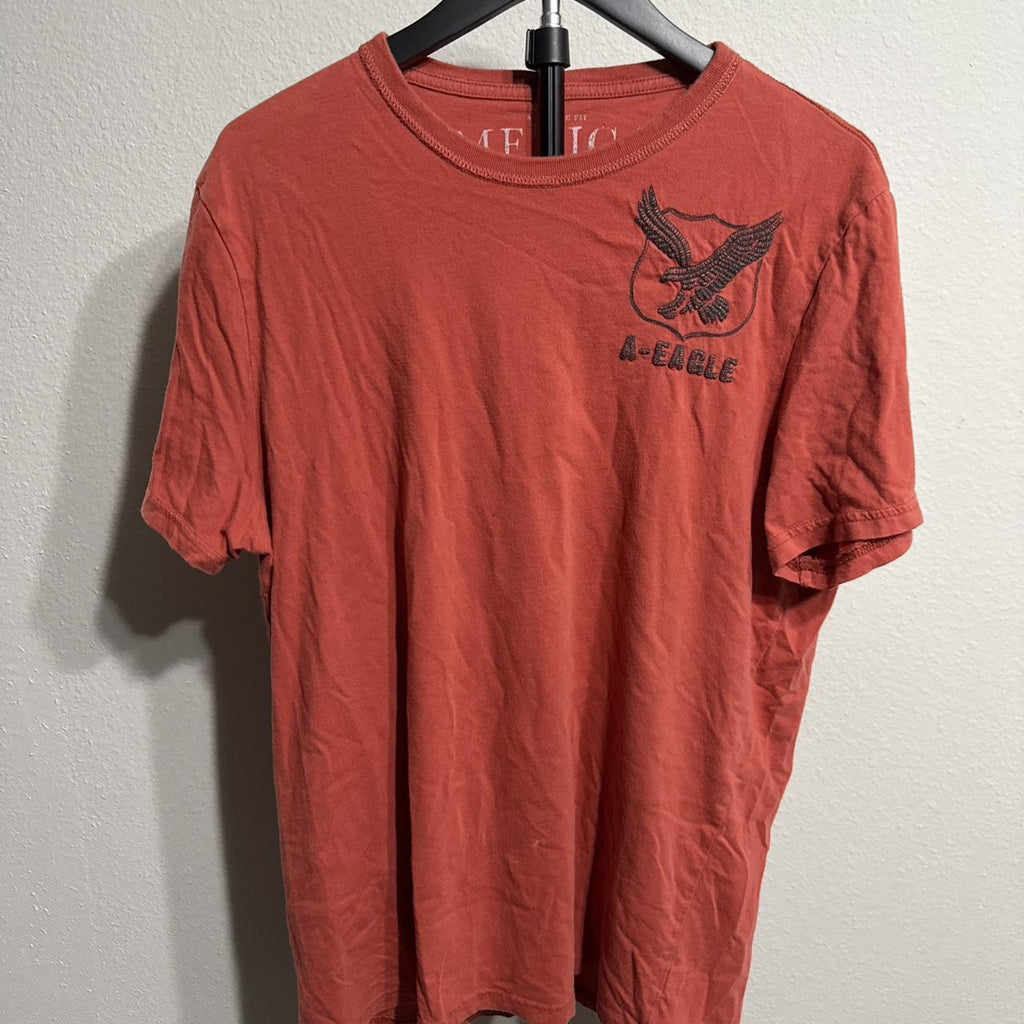American Eagle Outfitters Men's Orange and Red Tshirt