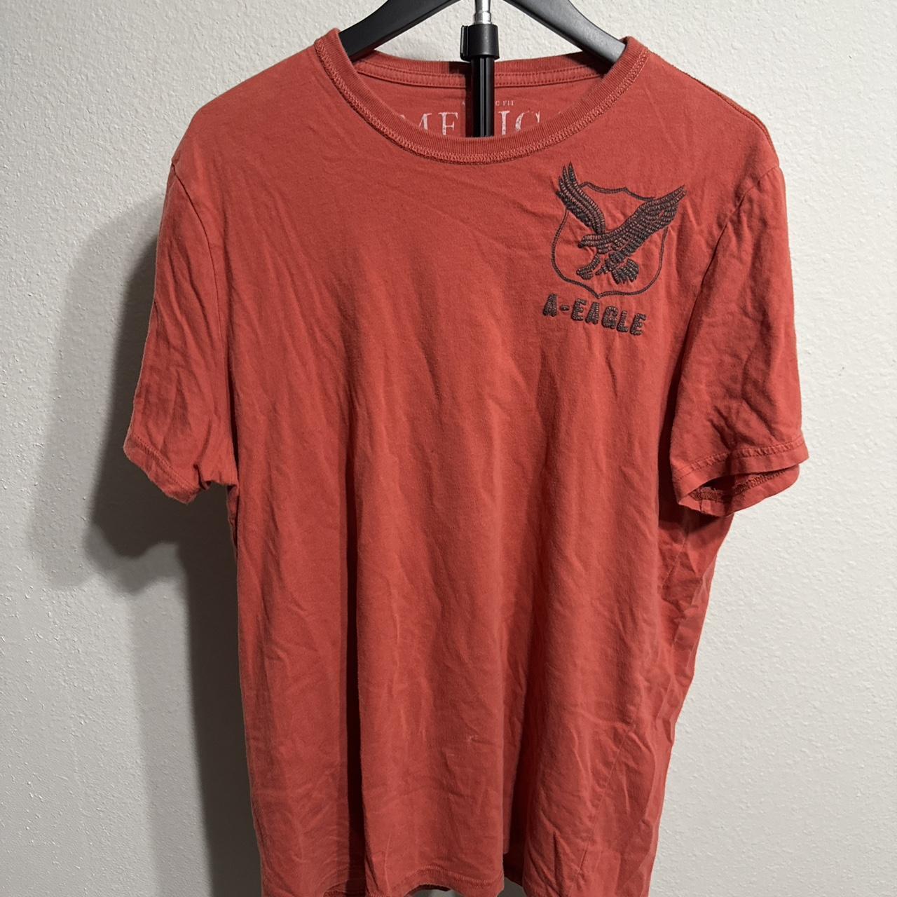 American Eagle Outfitters Men's Orange and Red Tshirt