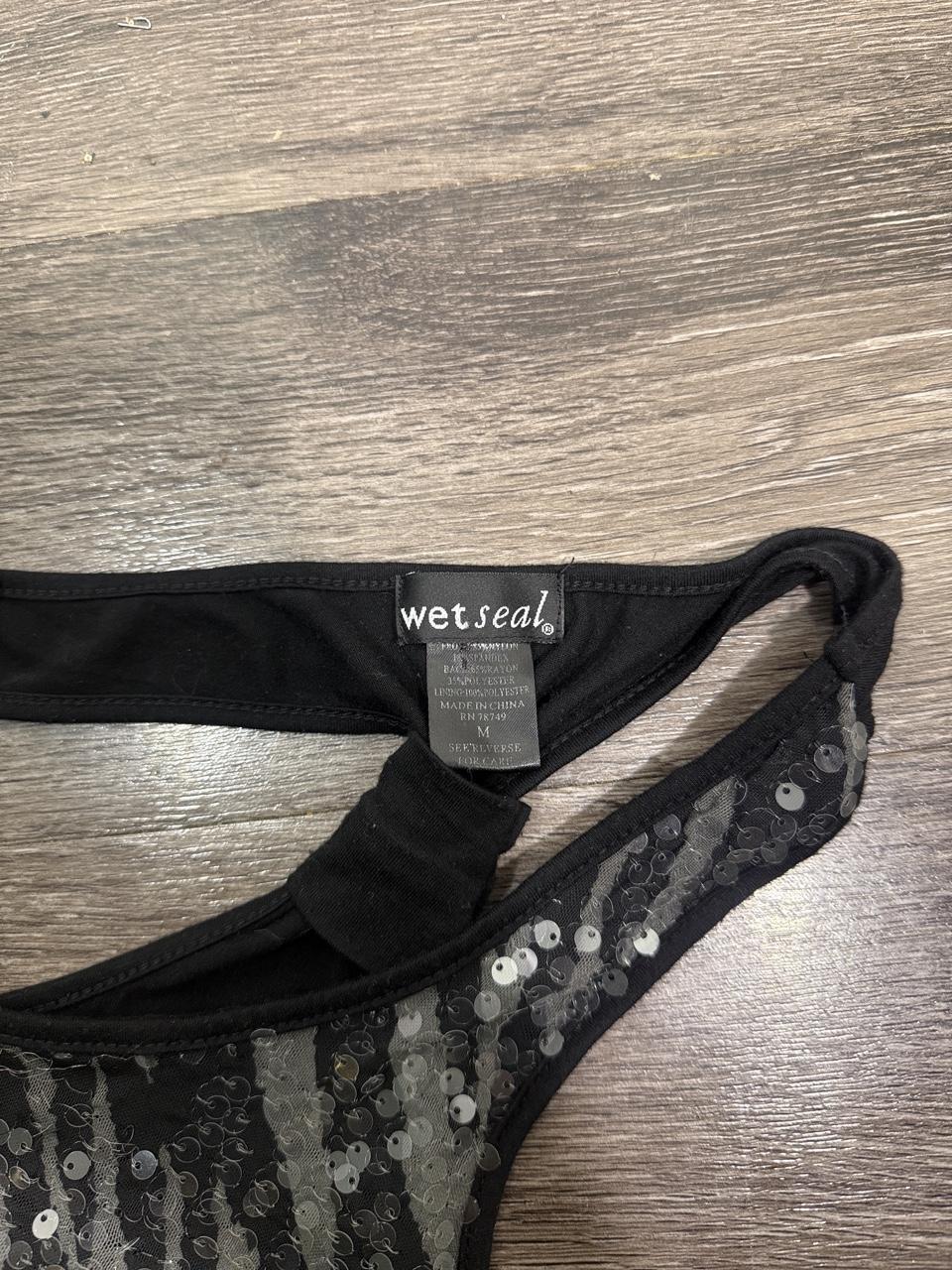Wet Seal Black Zebra Sequin Racerback Tank Top