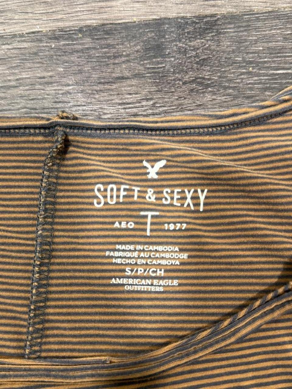 🤎 American Eagle Brown Striped Baby Tee 🤎