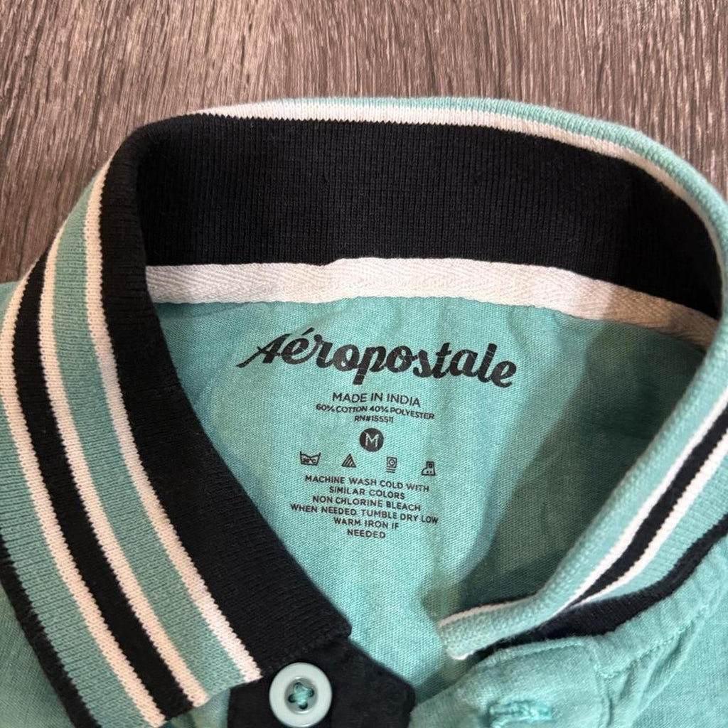 Aeropostale Men's Green and Blue Polo-shirt