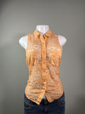 Y2K Ambiance Apparel Sheer Lace Sleeveless Button Up