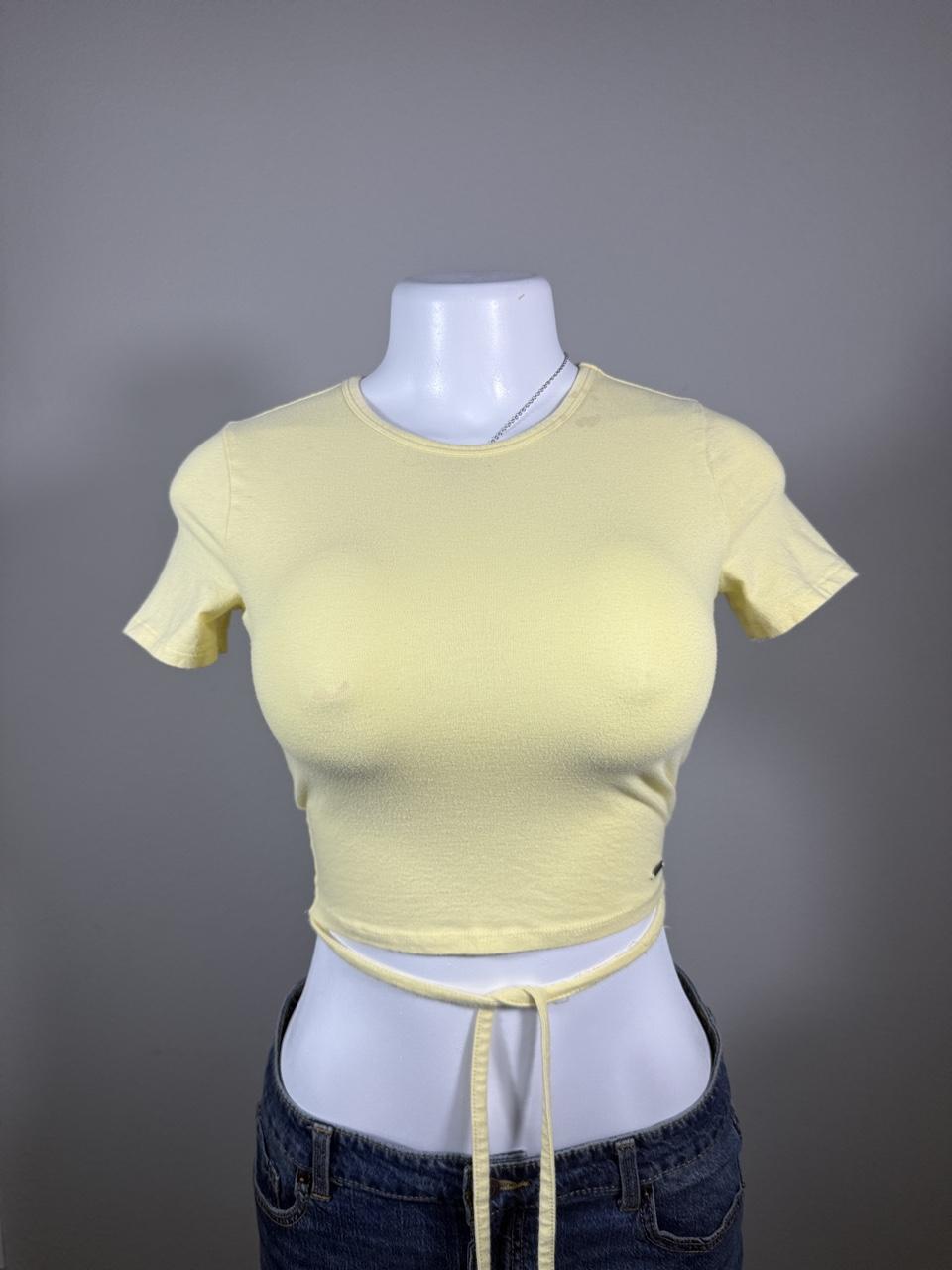 💛 Hollister Butter Yellow Tie Back Baby Tee 💛