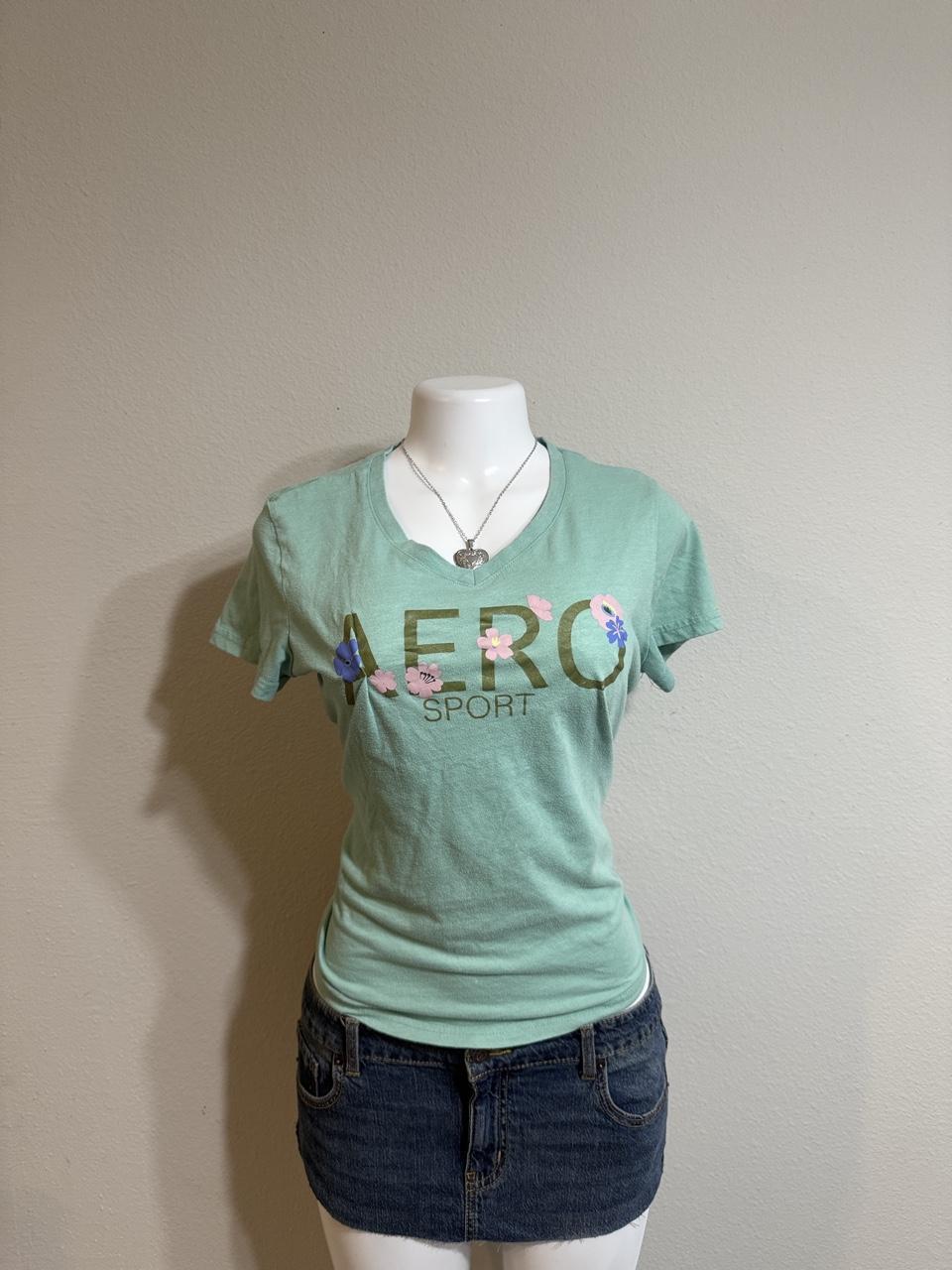 💚 Aeropostale Sport Mint Green Floral Logo Tee 💚