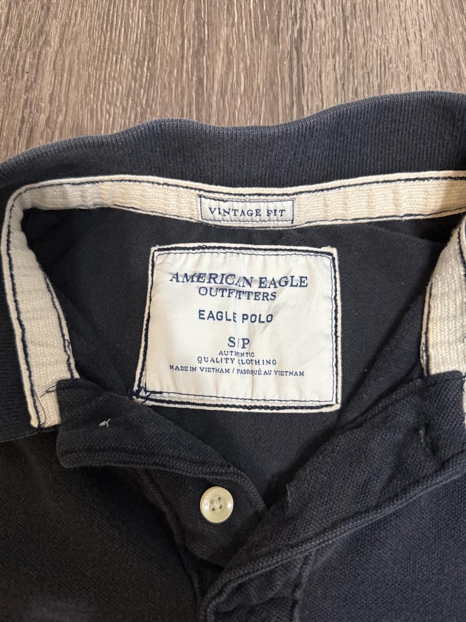American Eagle Men's Black and Navy Polo-shirt