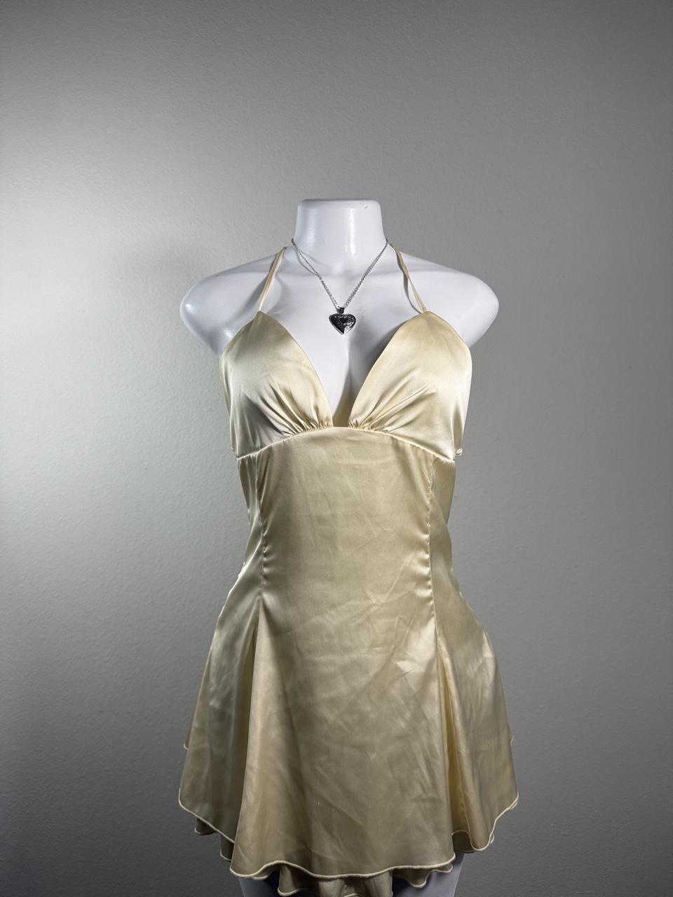 Forever 21 Champagne Satin Halter Mini Dress