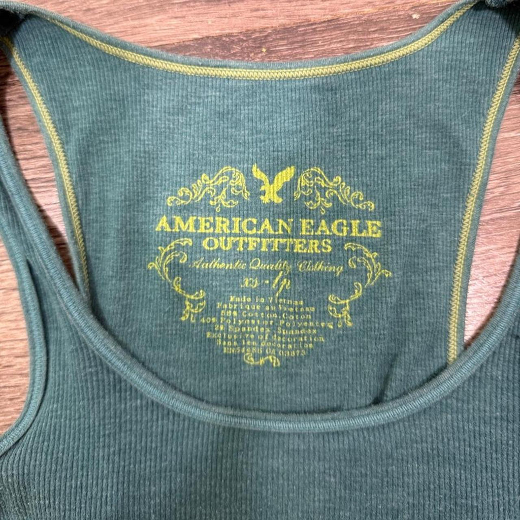 Vintage American Eagle Green Ribbed Tank Top