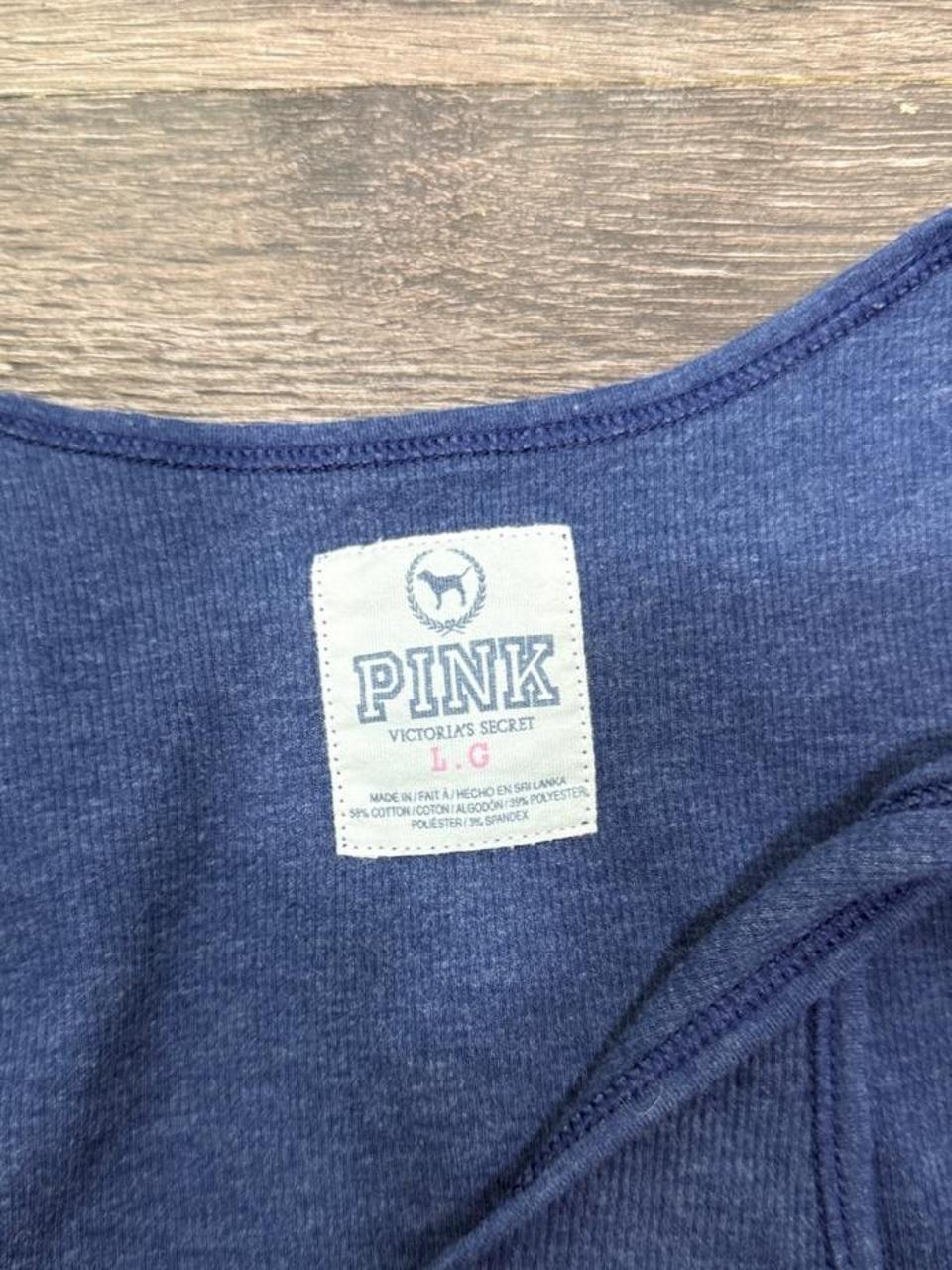 Vintage PINK Victoria's Secret Blue Ribbed Tank Top