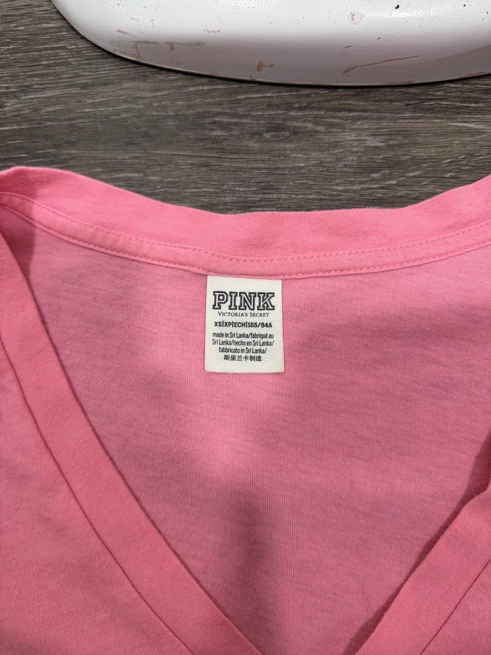 Y2K Victoria's Secret PINK Pink Logo V-Neck Tee Graphic Campus