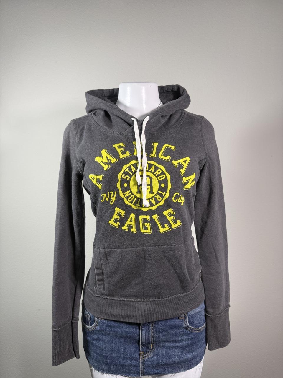 American Eagle Gray Graphic Pullover Hoodie