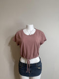 💗 Y2K Aeropostale Dusty Rose Tie Hem Crop Top 💗