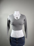 Bozzolo Gray Waffle Knit Long Sleeve Crop Top