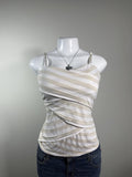 Y2K White House Black Market Beige & White Striped Ruched Cami Tank Top