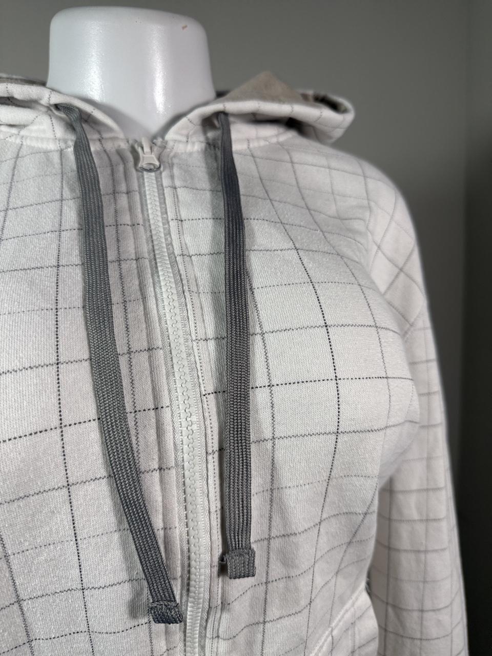 Vintage OP White Grid Zip Up Hoodie