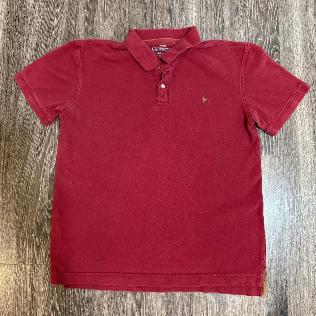 Aeropostale Men's Red and Burgundy Polo-shirt