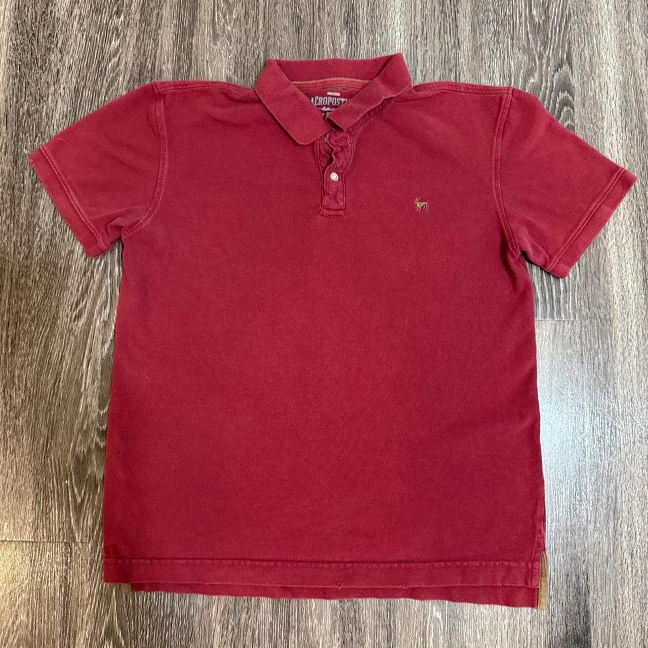 Aeropostale Men's Red and Burgundy Polo-shirt