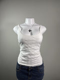 American Eagle White Textured Knit Cami Tank Top