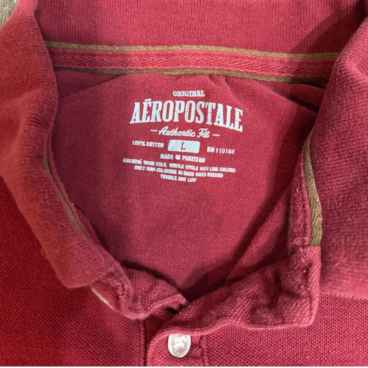 Aeropostale Men's Red and Burgundy Polo-shirt